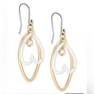 🌸 4 for $10 EUC Lucky Brand Two-Tone Pavé Orbital Heart Drop Earrings